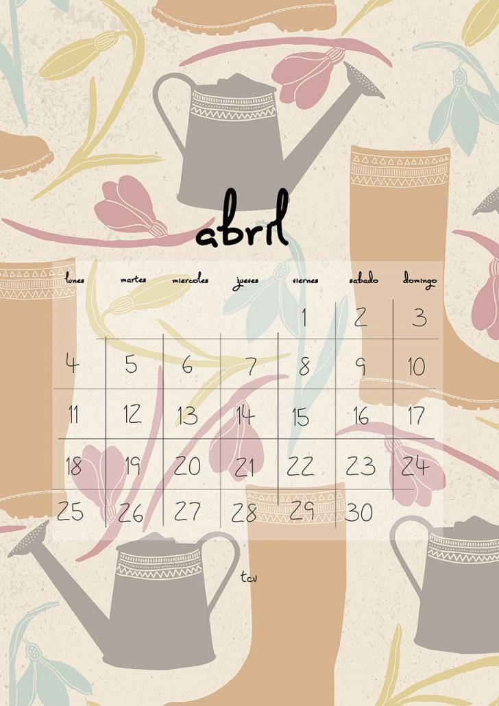 Calendario imprimible de abril
