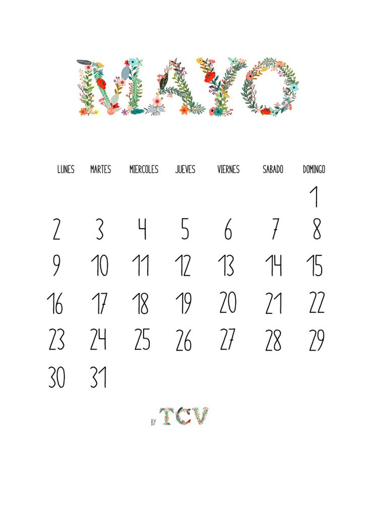 Calendario descargable de mayo